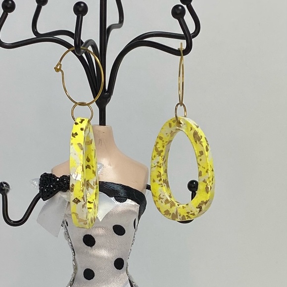 Unique Handmade Polymer Clay Dangle Hoop Earrings - Picture 6 of 13